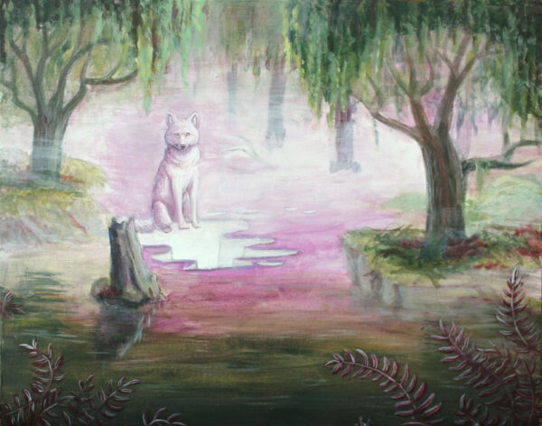 dissolution wolf acrylic painting