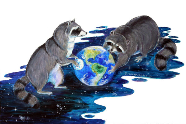 raccoons holding the earth