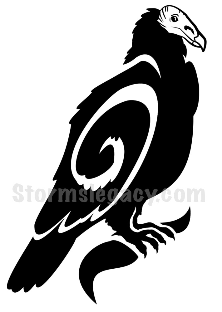 Turkey Vulture Blackwork Animal Design