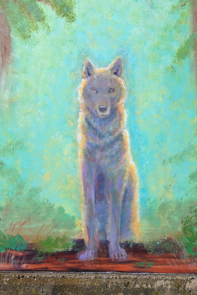 Wolf Detail on electric box mural